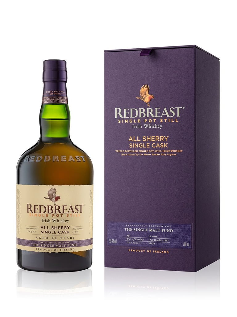 Redbreast All Sherry Single Cask Irish Whiskey bottle and purple gift box