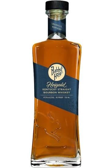 Rabbit Hole Hepzibah Kentucky Straight Bourbon Whiskey bottle with dark label and amber liquid