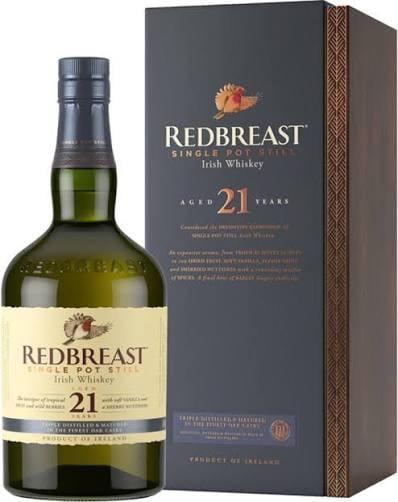 Redbreast 21 Year Old Irish Single Pot Still Whiskey bottle with gift box packaging